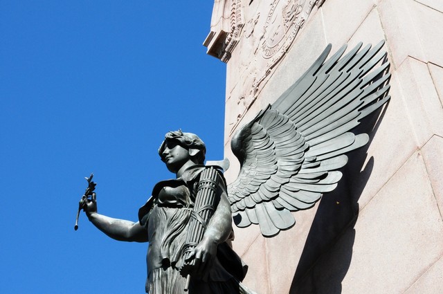 The monument features a bronze angel which represents The Spirit of the Republic.  2/26/2012
